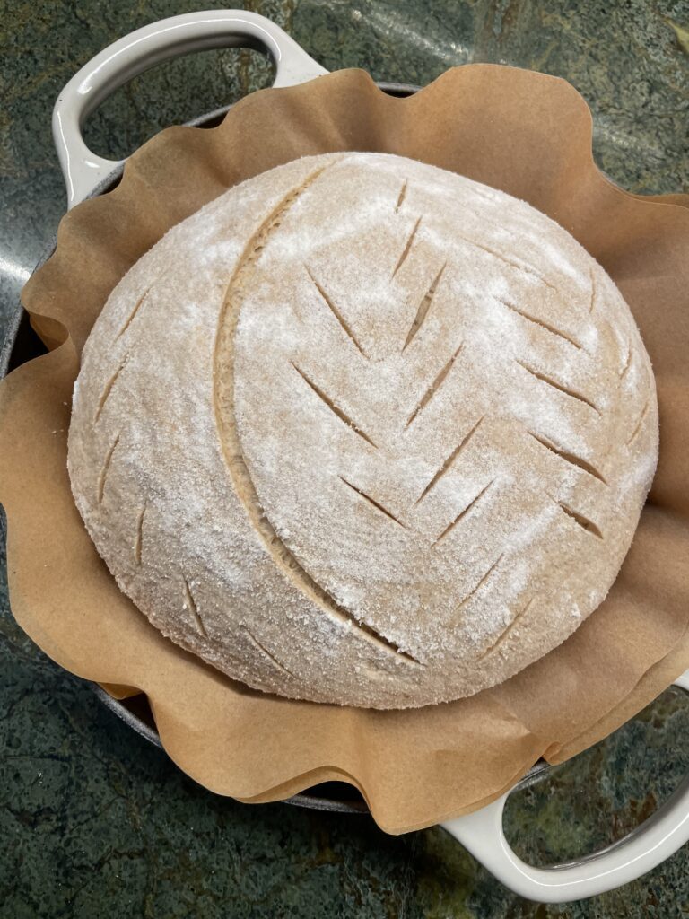 cutting sourdough bread with lame