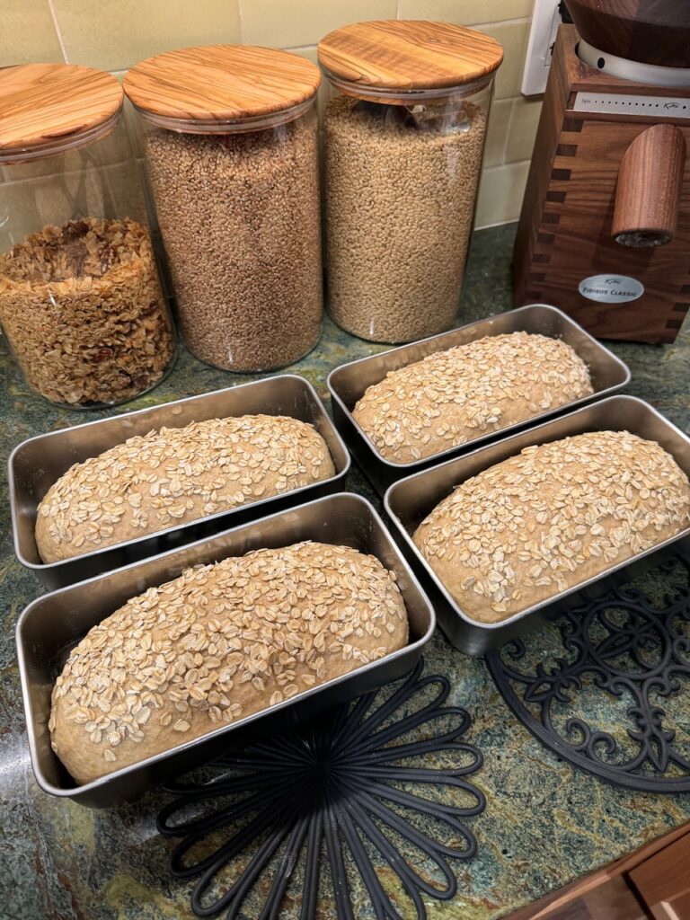 bread pans and honey oat bread