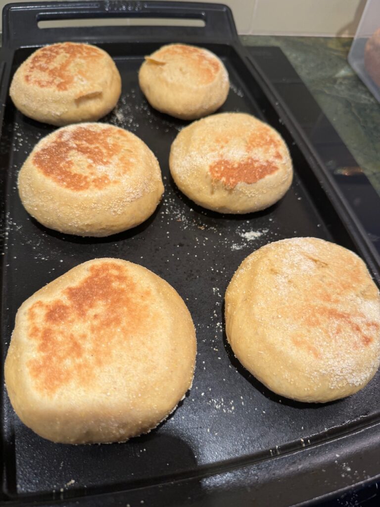 cooking english muffins in pan