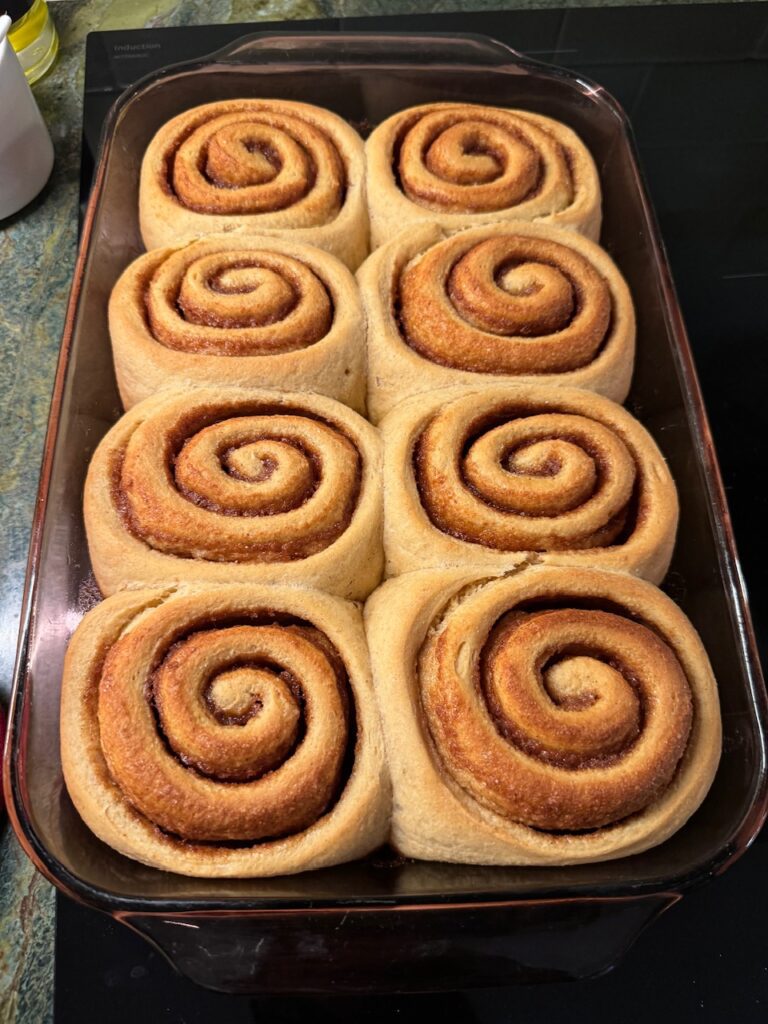 cinnamon rolls after baking